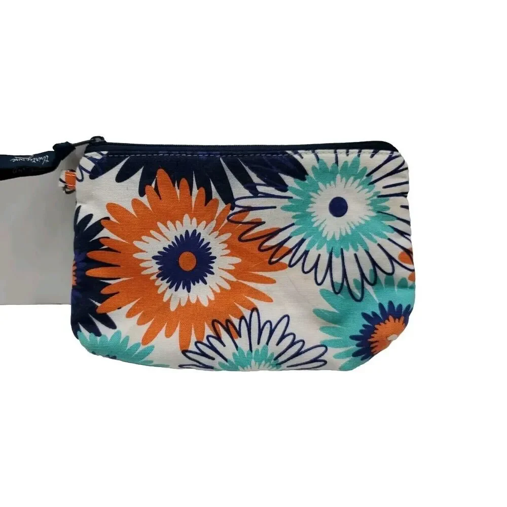THIRTY-ONE Floral Canvas Zipper Pouch Makeup Travel Pencil Bag